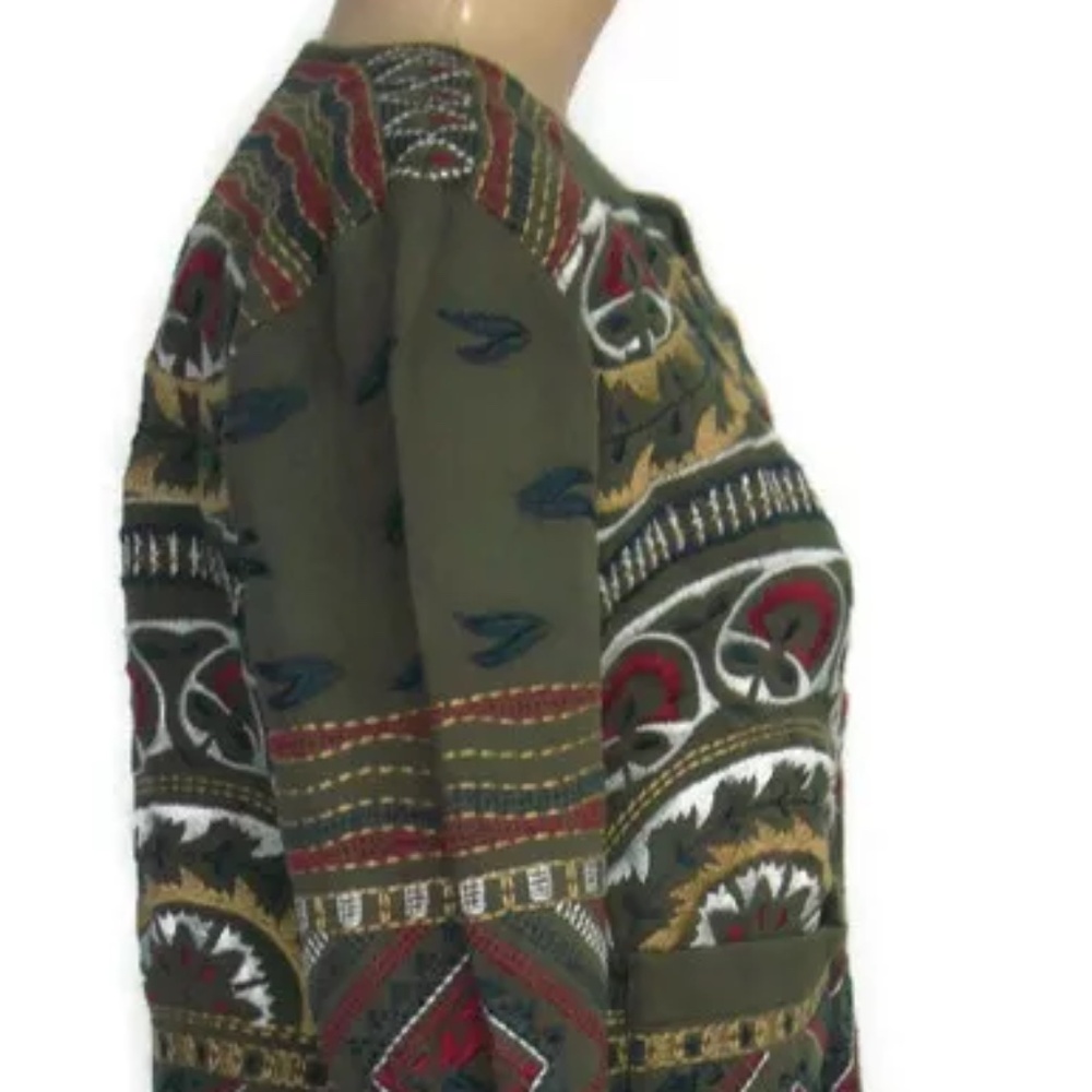 Johnny Was JW Los Angeles Womens Embroidered Cardigan Jacket Cotton Small Green - Picture 3 of 10